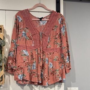 Floral Crochet Detail Women's Top